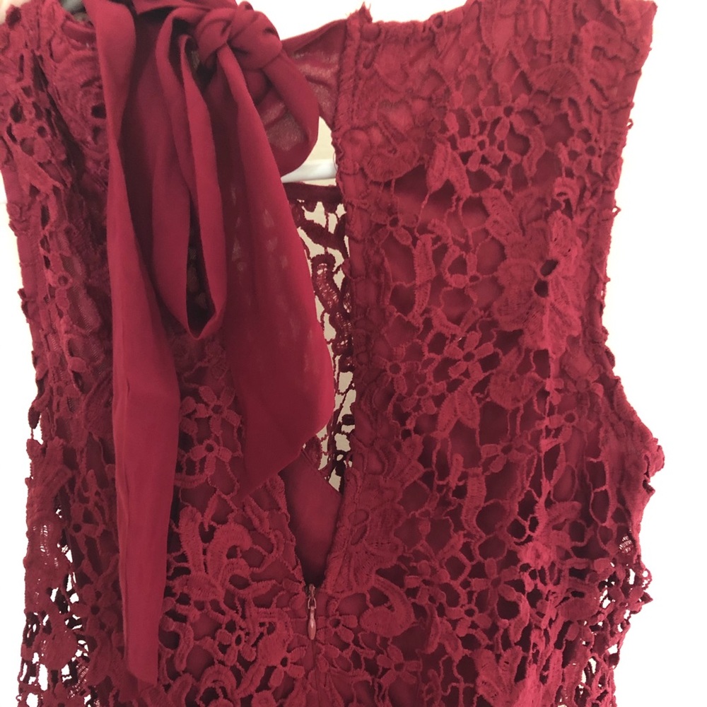 🆕NWT Burgundy Red Lace Bow Back Fit & Flare Dress - Picture 8 of 8